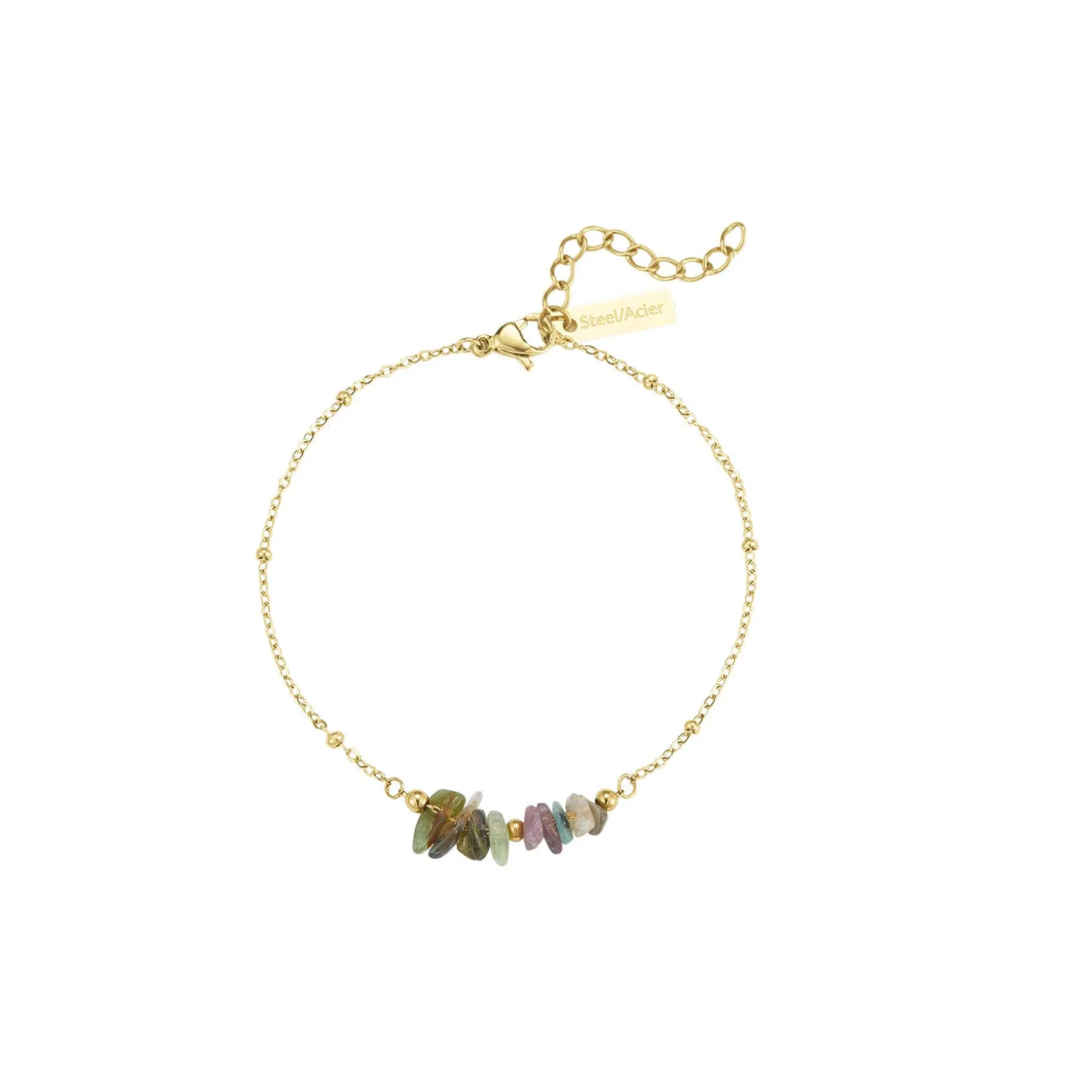 Bracelet Flavie acier doré or et pierres