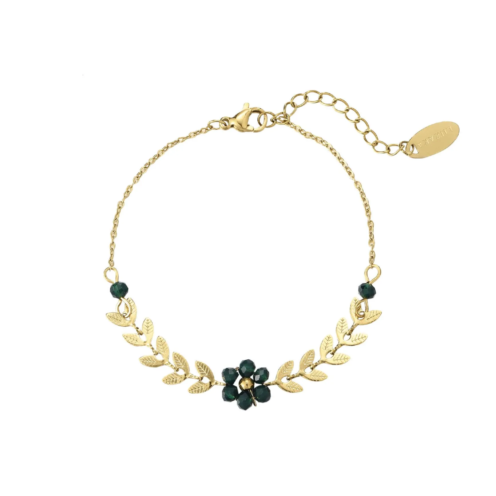 Bracelet Flora vert acier doré or