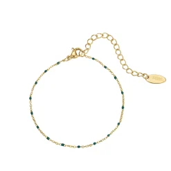 Bracelet goutte d'eau vert acier doré or