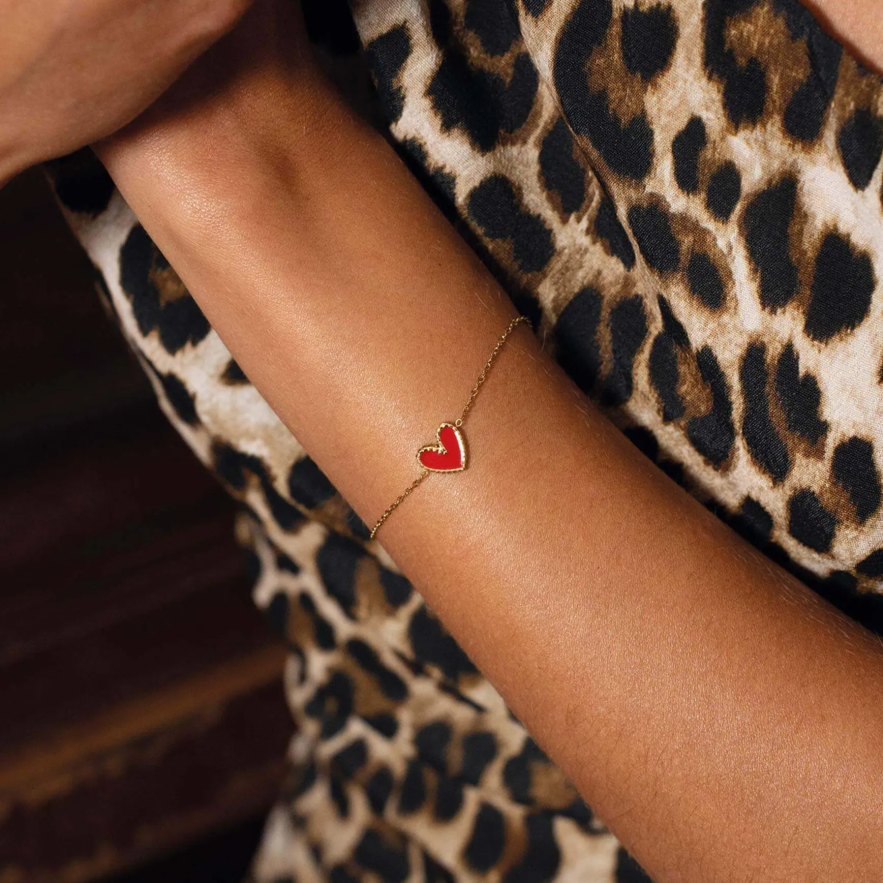 Bracelet Lolly rouge acier doré or