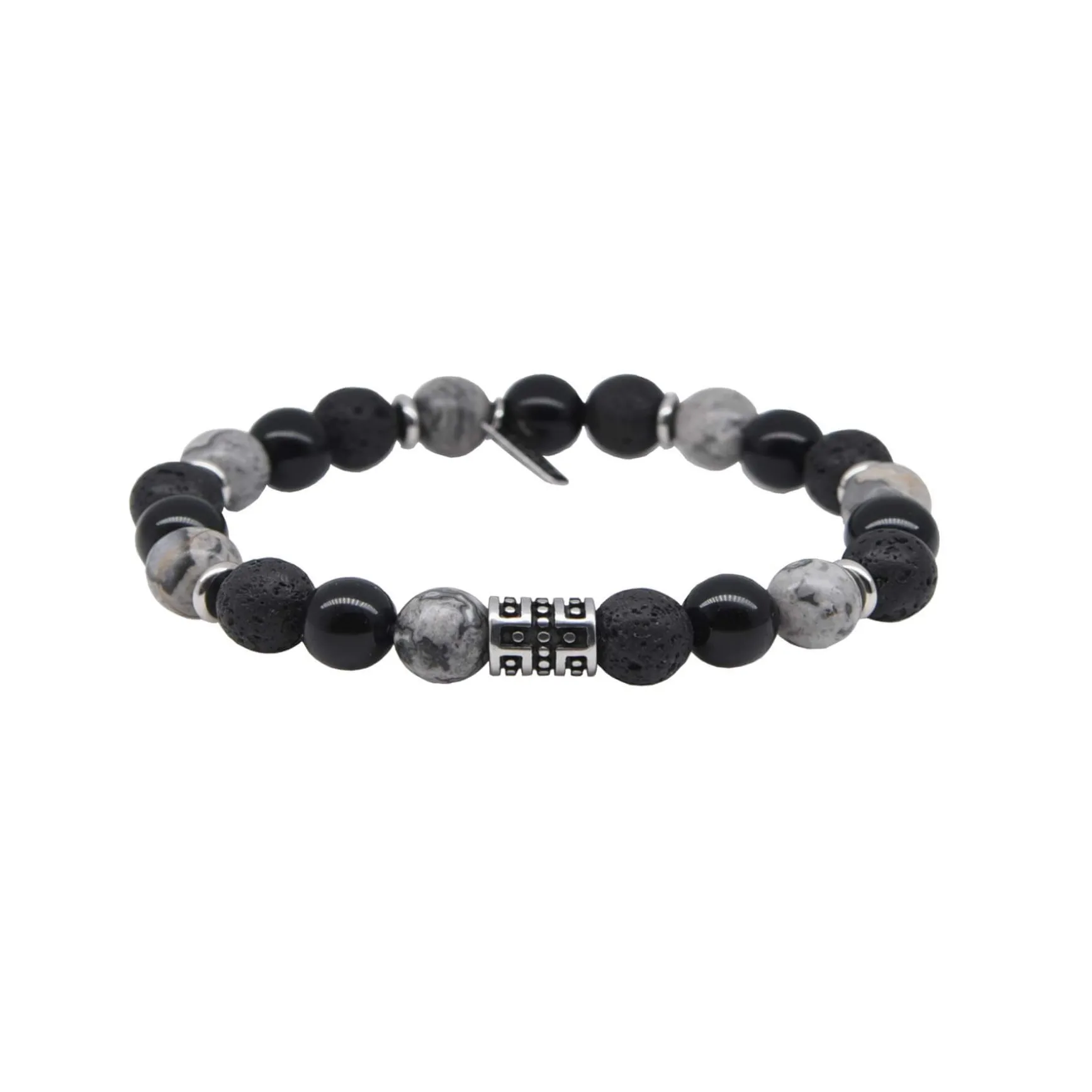 Bracelet Lucas gris pierres naturelles