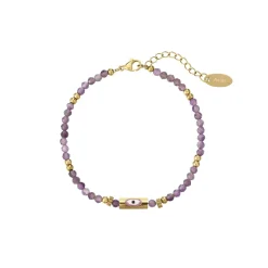 Bracelet Lucky eye Améthyste acier doré or