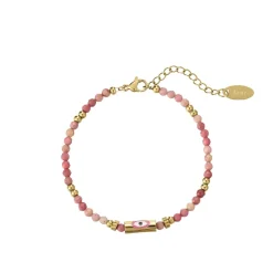 Bracelet Lucky eye Rhodonite acier doré or