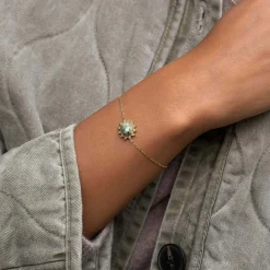 Bracelet Lyka acier doré or pierre Pin Africian