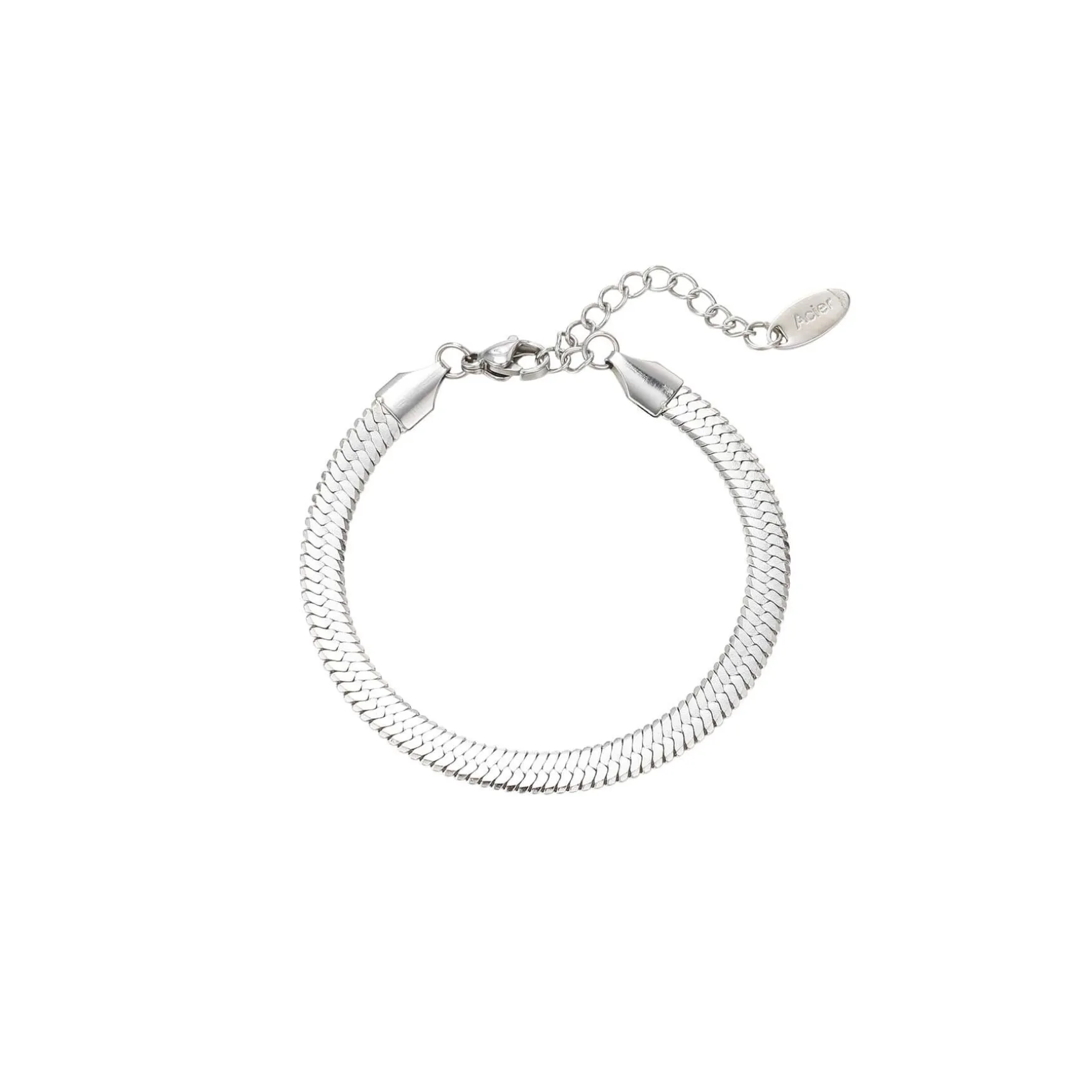 Bracelet maille plate acier