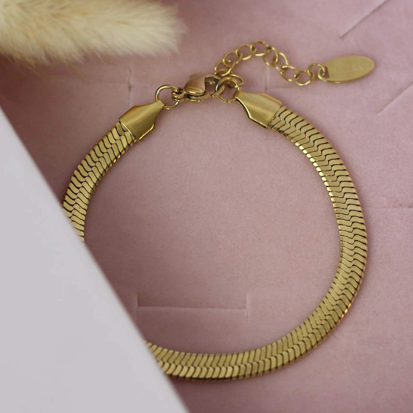 Bracelet Maille plate doré or