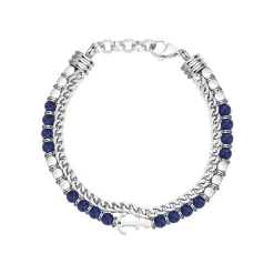 Bracelet Navy acier et pierres lapis lazuli