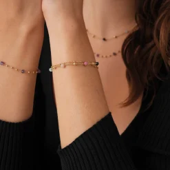 Bracelet Pierres multicolores acier doré or