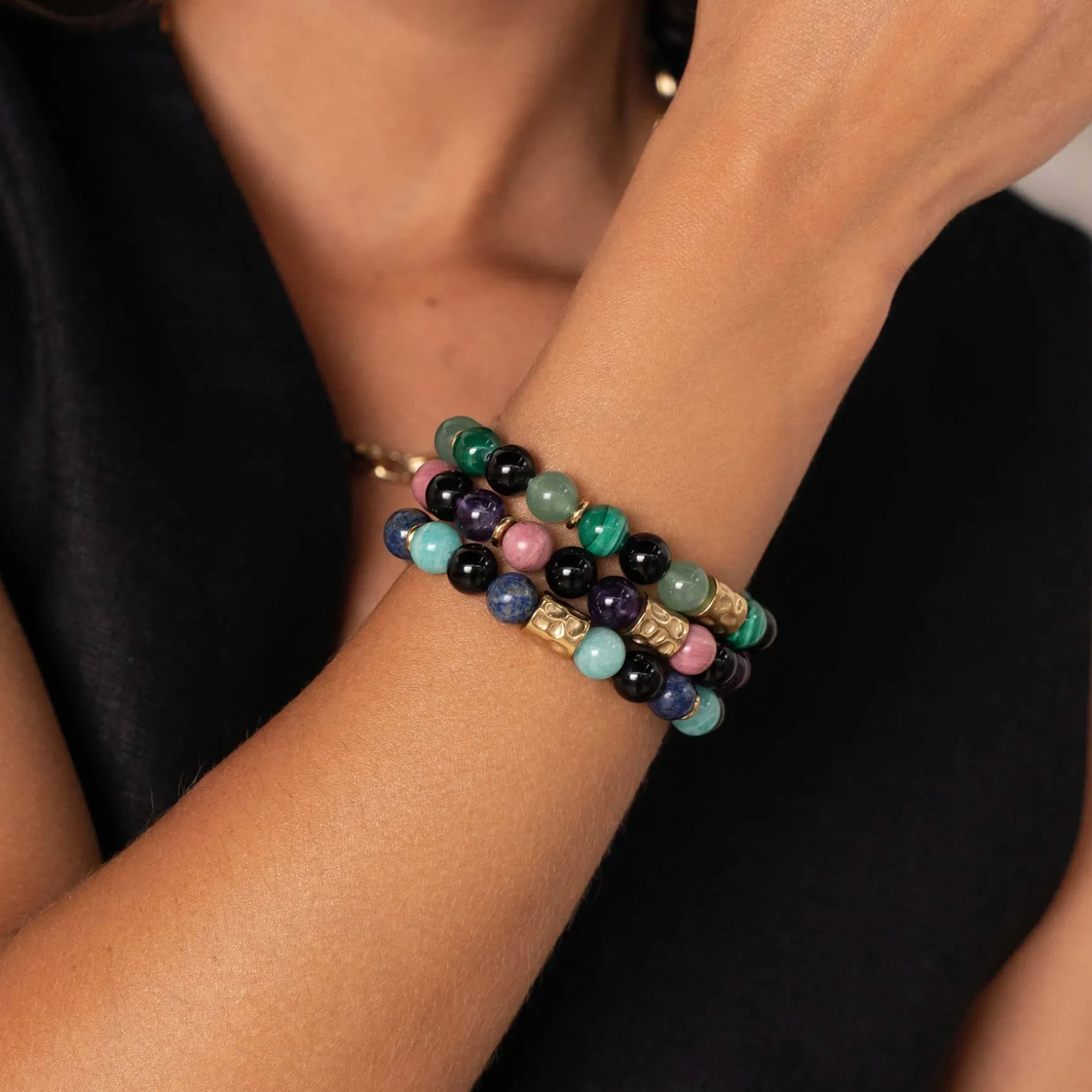 Bracelet Pépite vert pierres naturelles