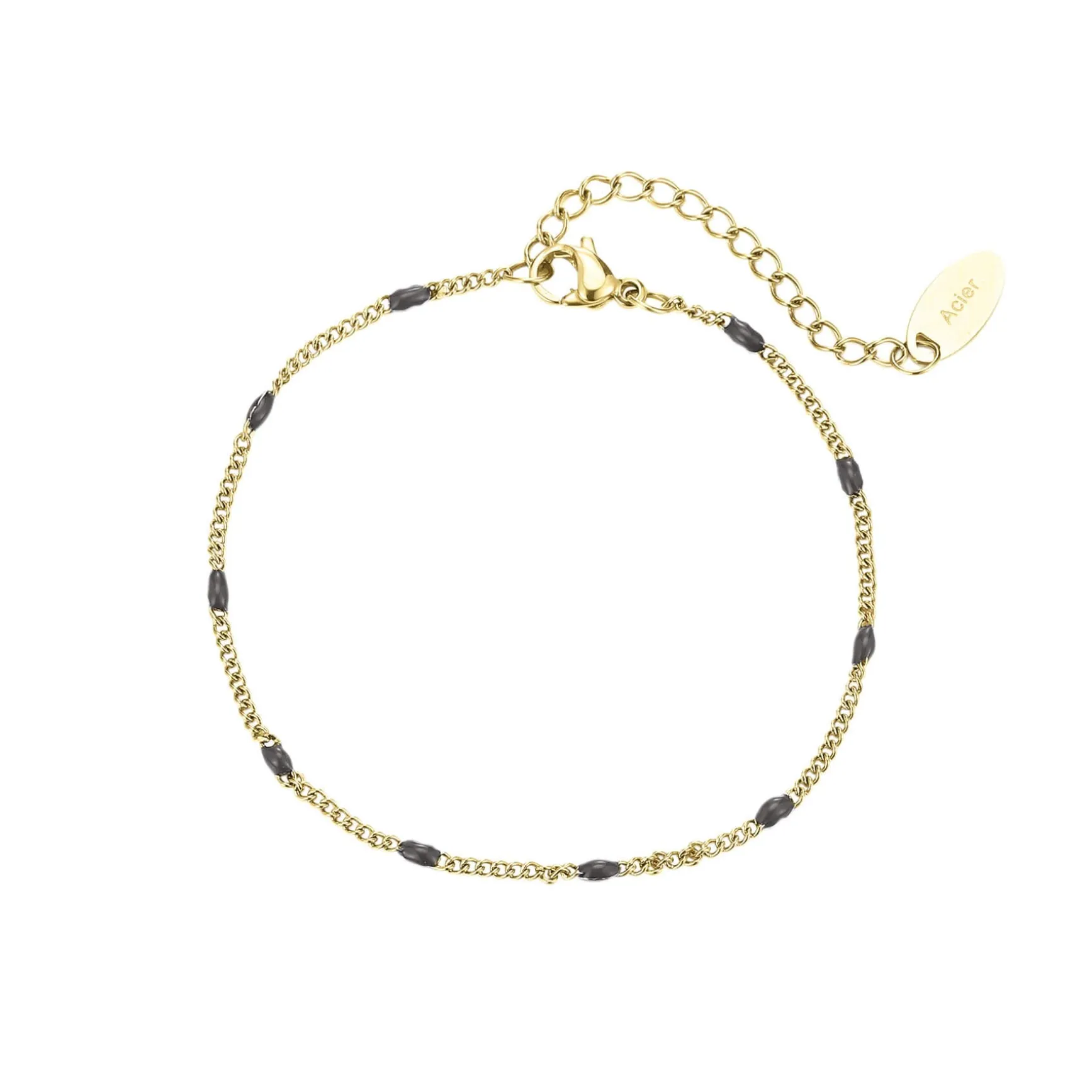 Bracelet Rosaire noir doré or