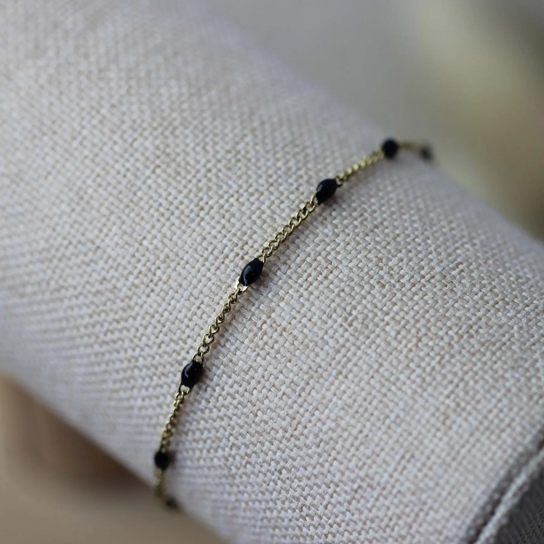 Bracelet Rosaire noir doré or