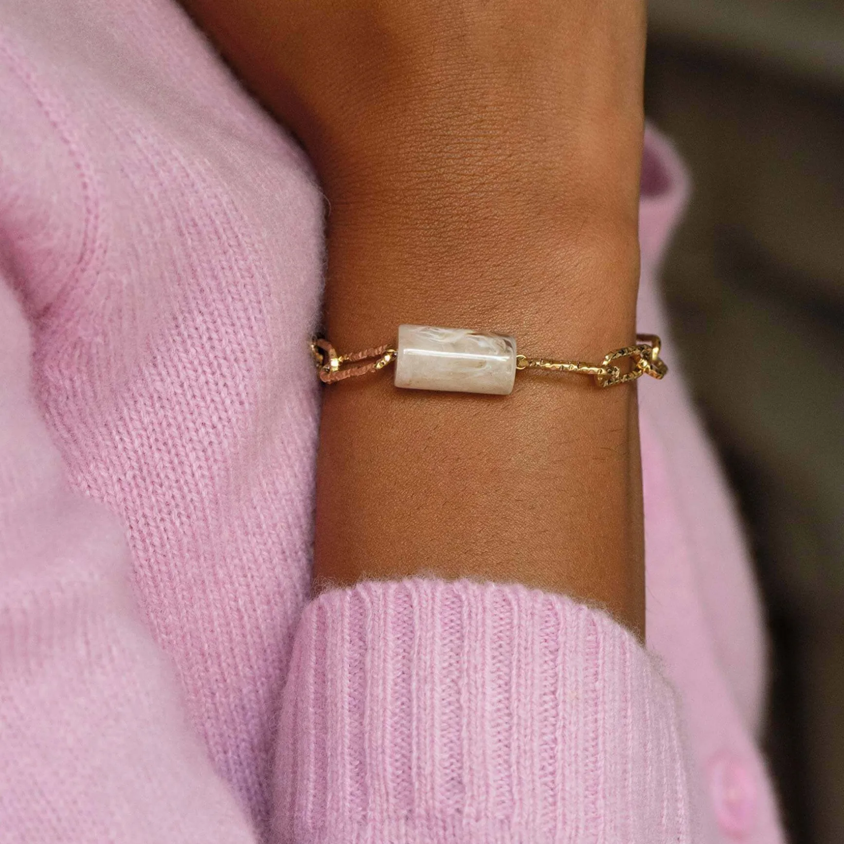 Bracelet Topia blanc acier doré or