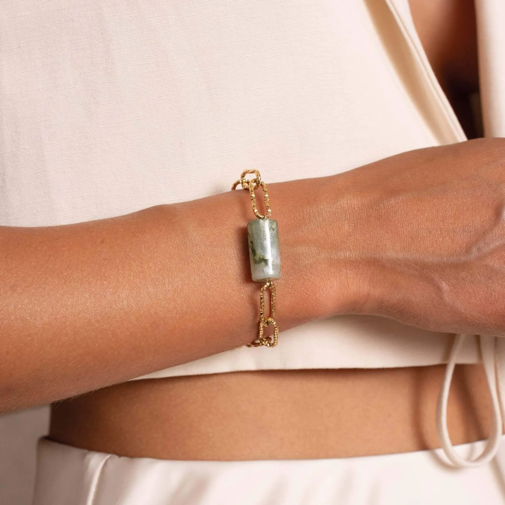 Bracelet Topia vert acier doré or