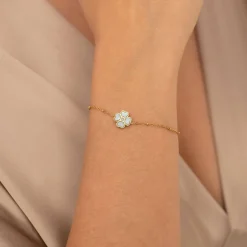 Bracelet Trefle blanc acier doré or