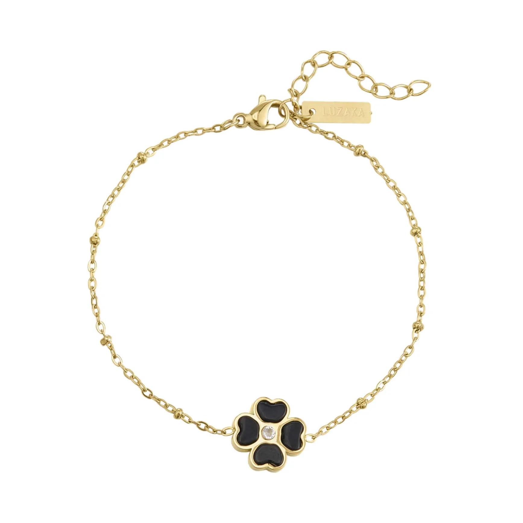 Bracelet Trefle noir acier doré or