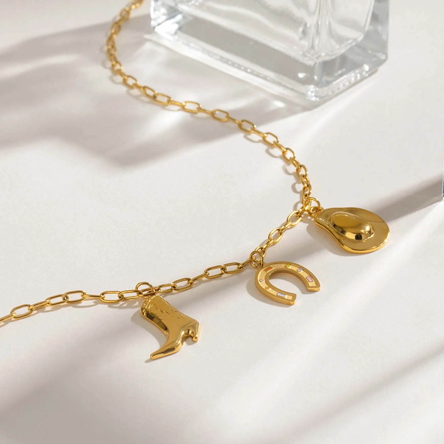 Bracelet Western acier doré or