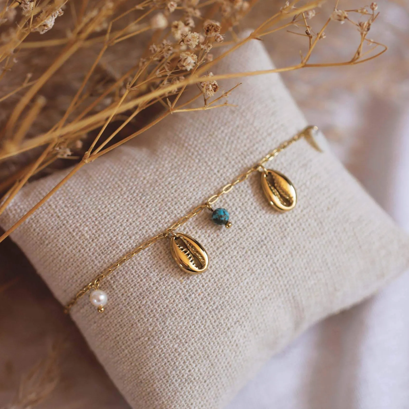 Chaine de cheville coquillage