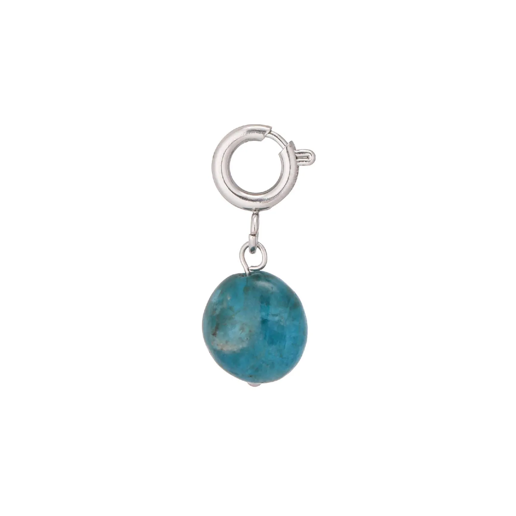 Charm Apatite bleue acier argenté