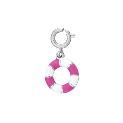 Charm Bouée rose acier argenté