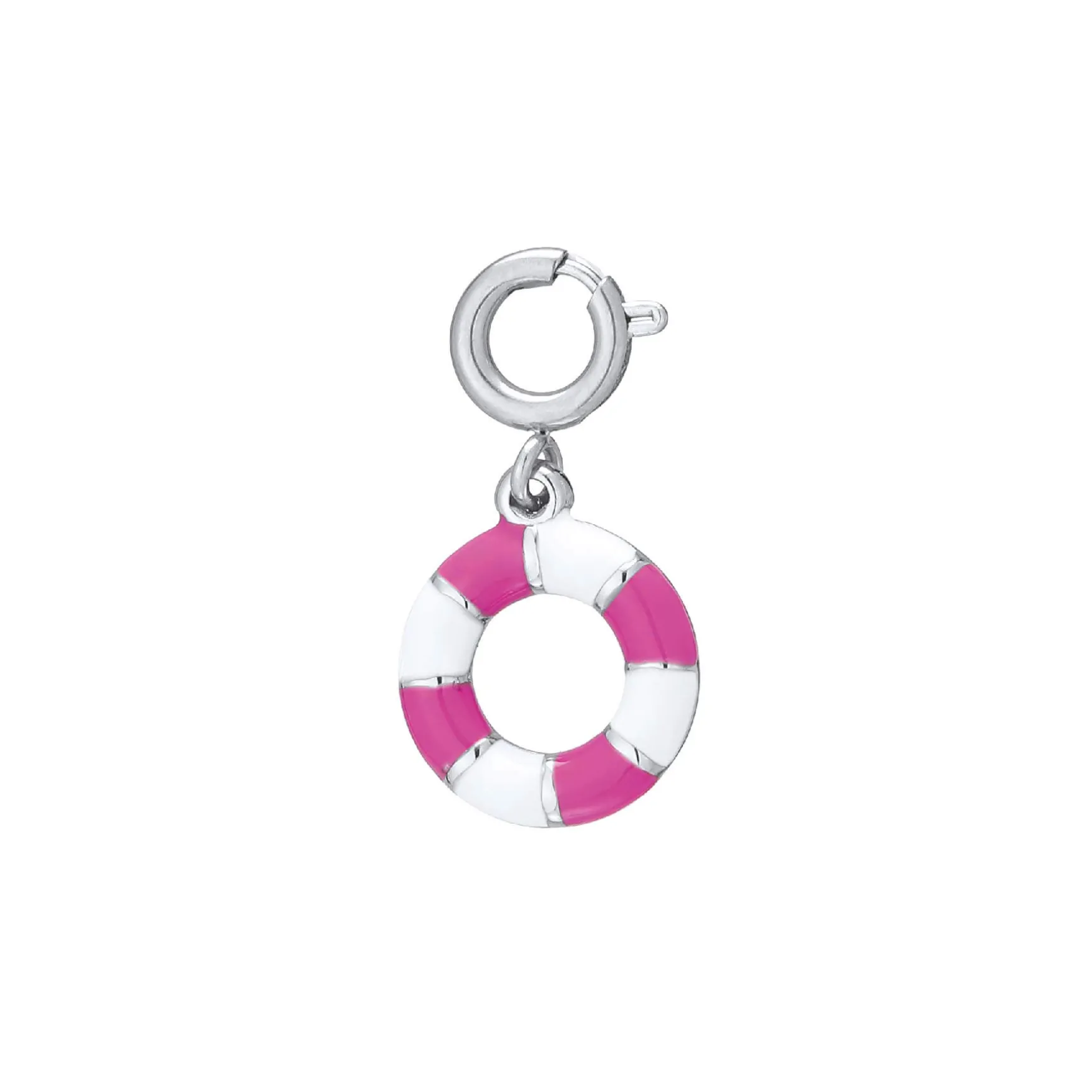 Charm Bouée rose acier argenté