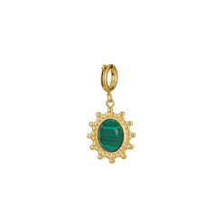 Charm Camée Malachite acier doré or