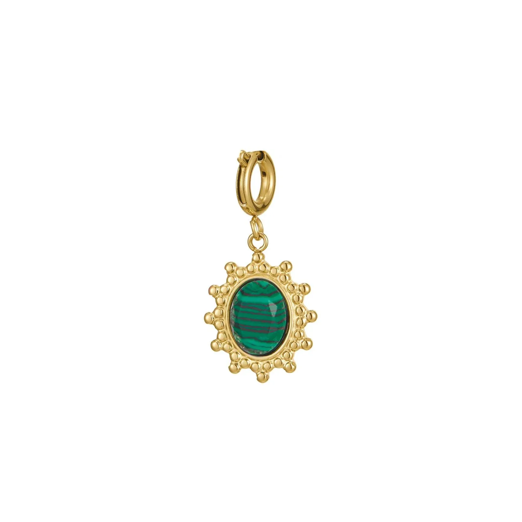 Charm Camée Malachite acier doré or