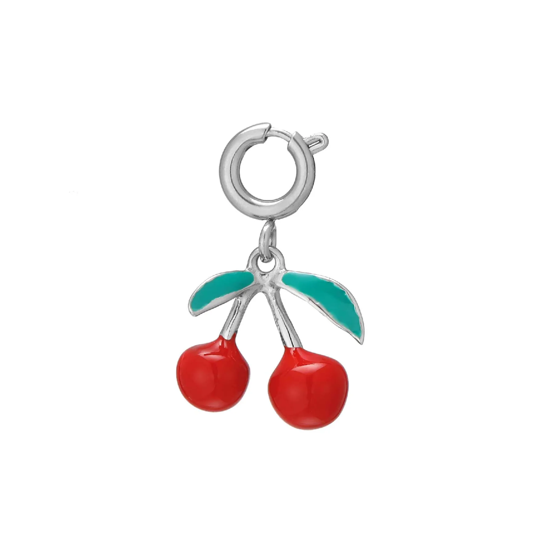 Charm Cerise acier argenté