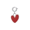 Charm coeur rouge acier argenté