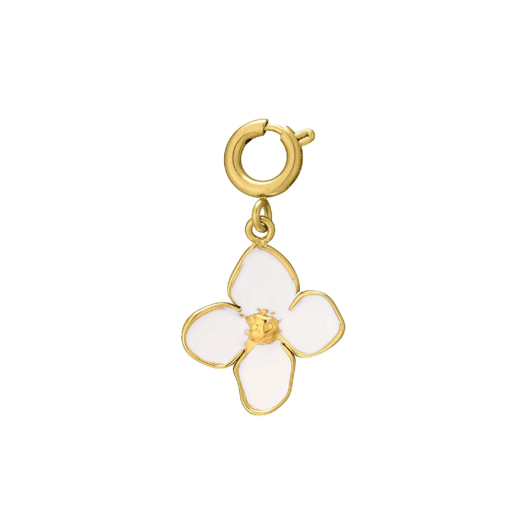 Charm Fleur blanche acier doré or