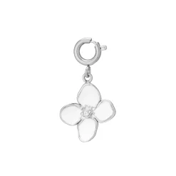 Charm Fleur blanche acier argenté