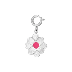 Charm Fleur fuchsia acier argenté
