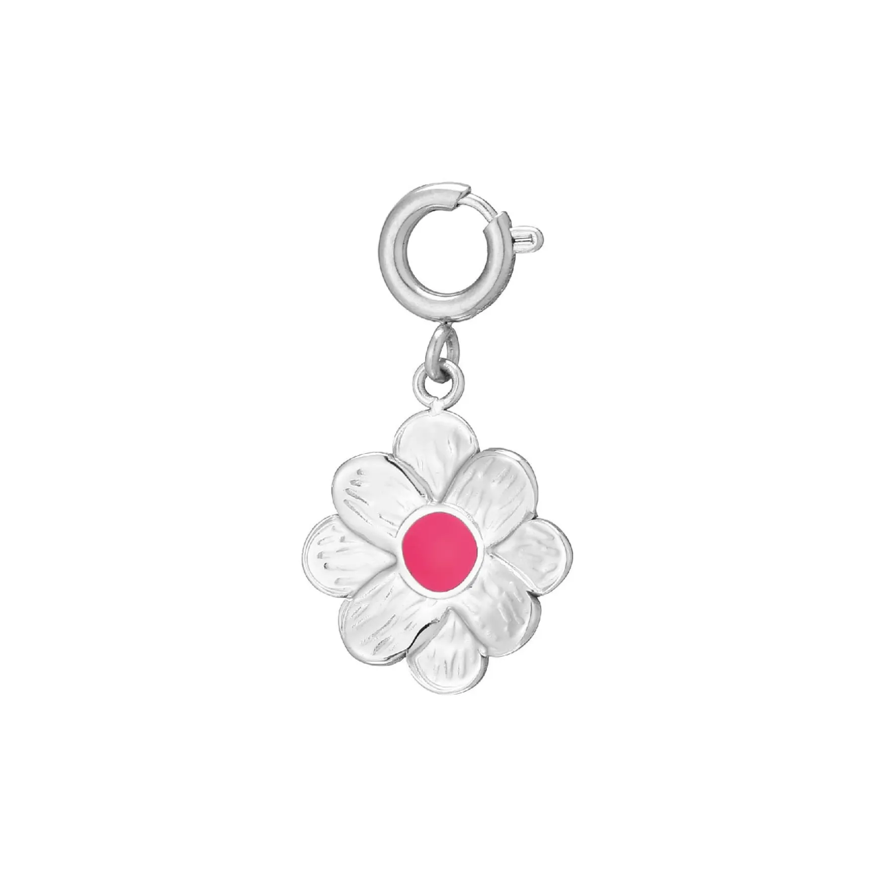 Charm Fleur fuchsia acier argenté