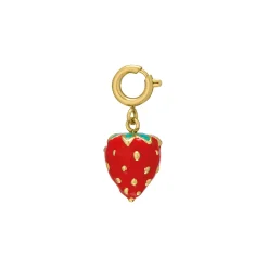 Charm fraise acier doré or