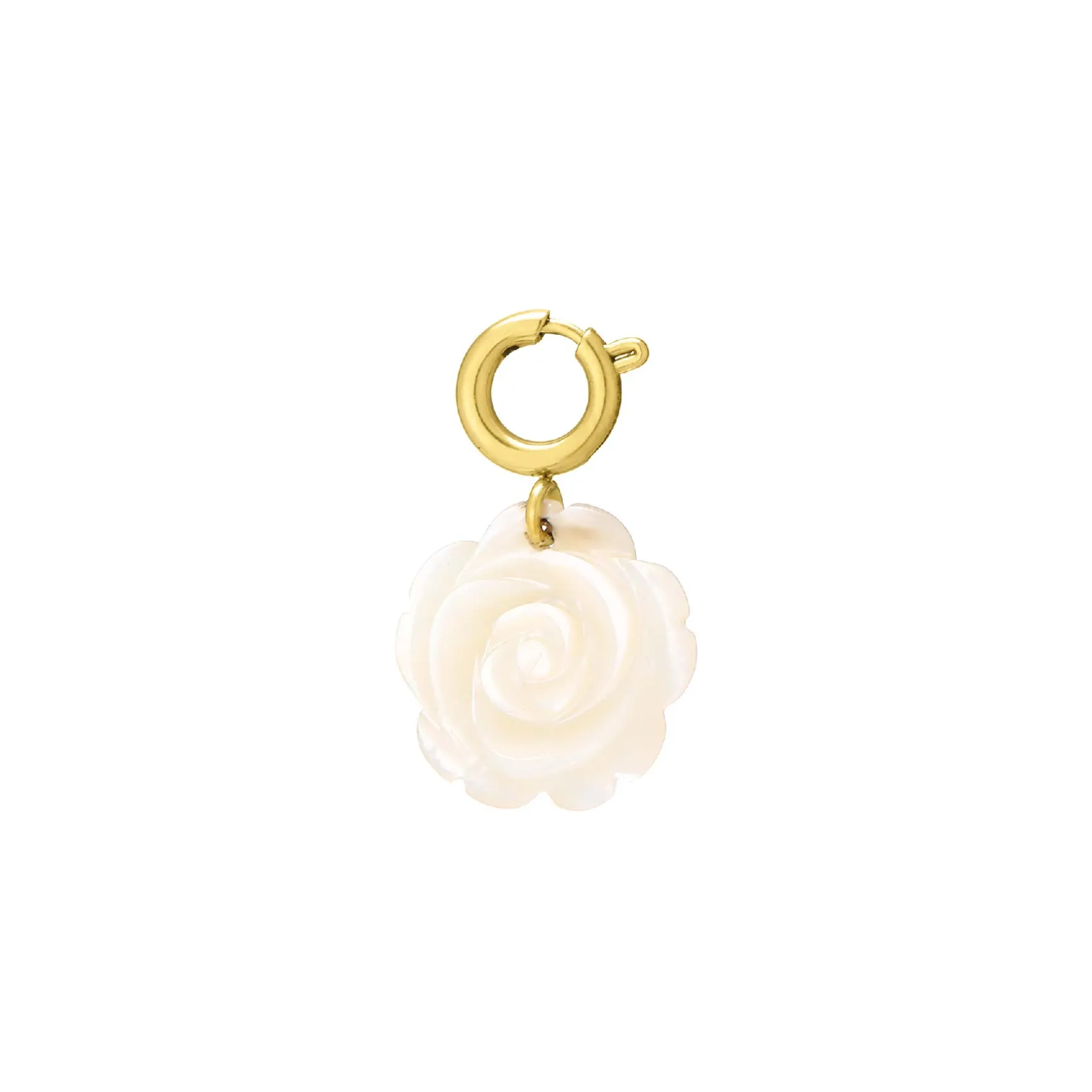 Charm Rose nacre acier doré or