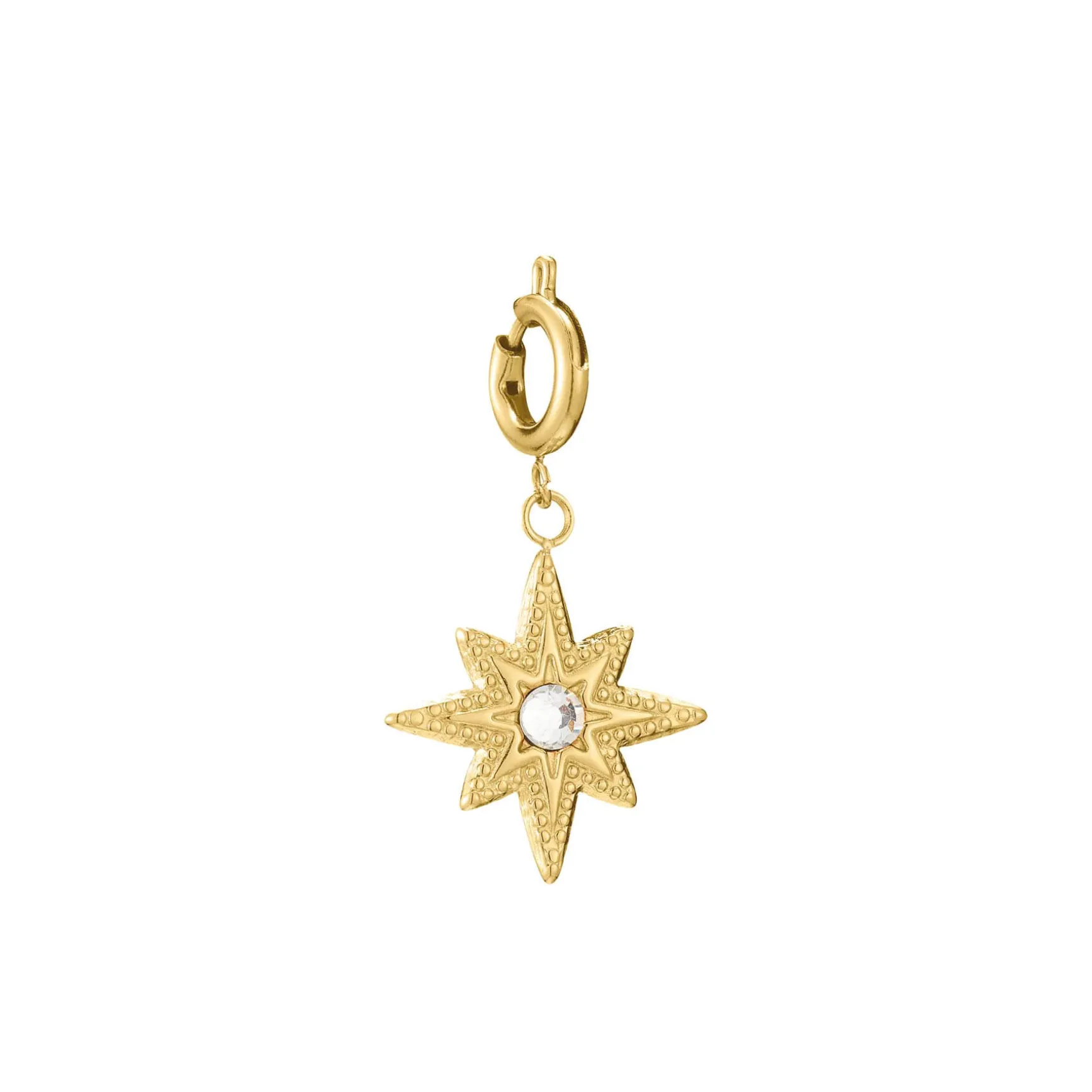 Charm Soleil acier doré or et zircon
