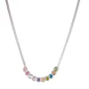 Collier acier zircons multicolores