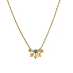 Collier Amélie acier doré or pierre Pin Africain