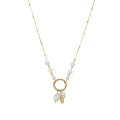 Collier Anais acier doré or nacre