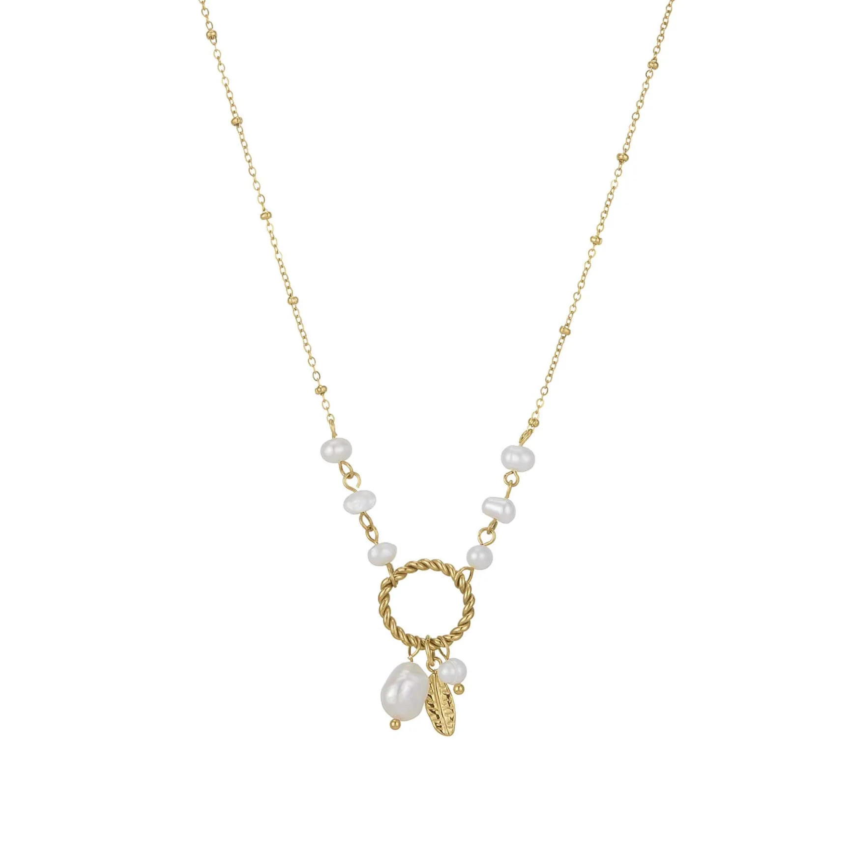 Collier Anais acier doré or nacre