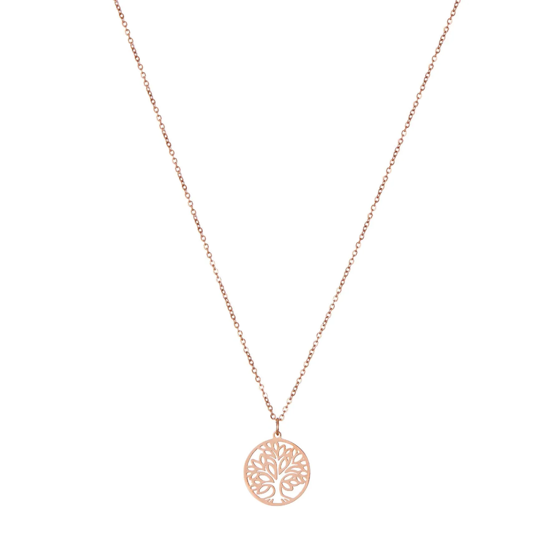 Collier Arbre de vie acier doré rose