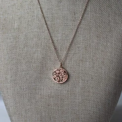 Collier Arbre de vie acier doré rose