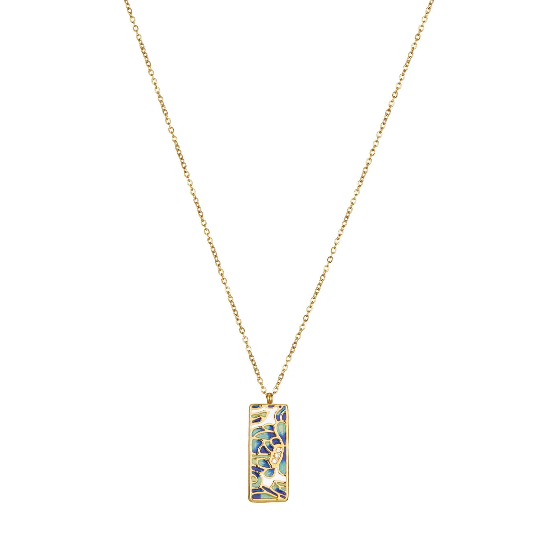 Collier Artiste bleu doré or