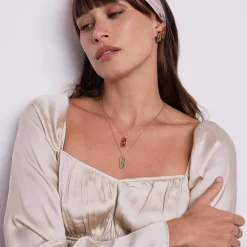 Collier Artiste rouge acier doré or