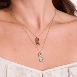 Collier Artiste rouge acier doré or