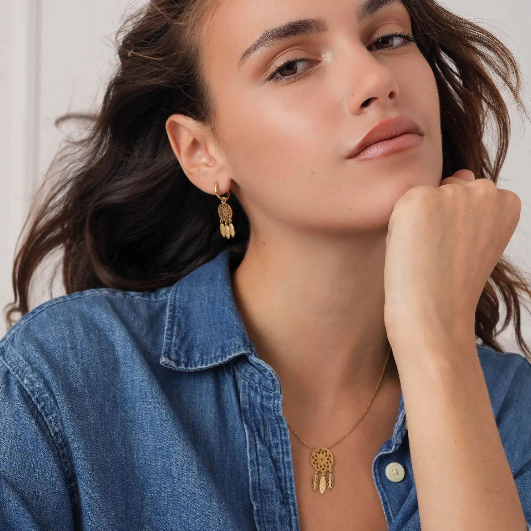 Collier Attrape-rêves acier or