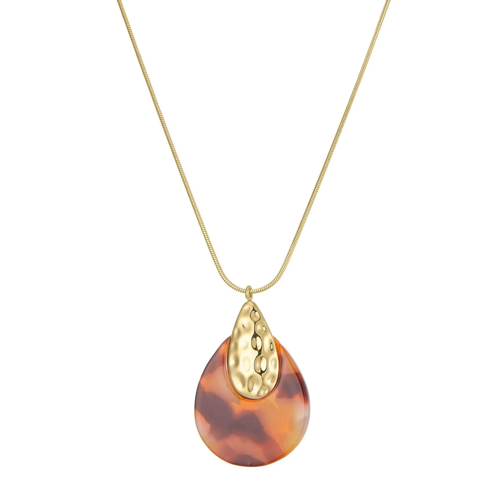 Collier Automne rouge acier doré or
