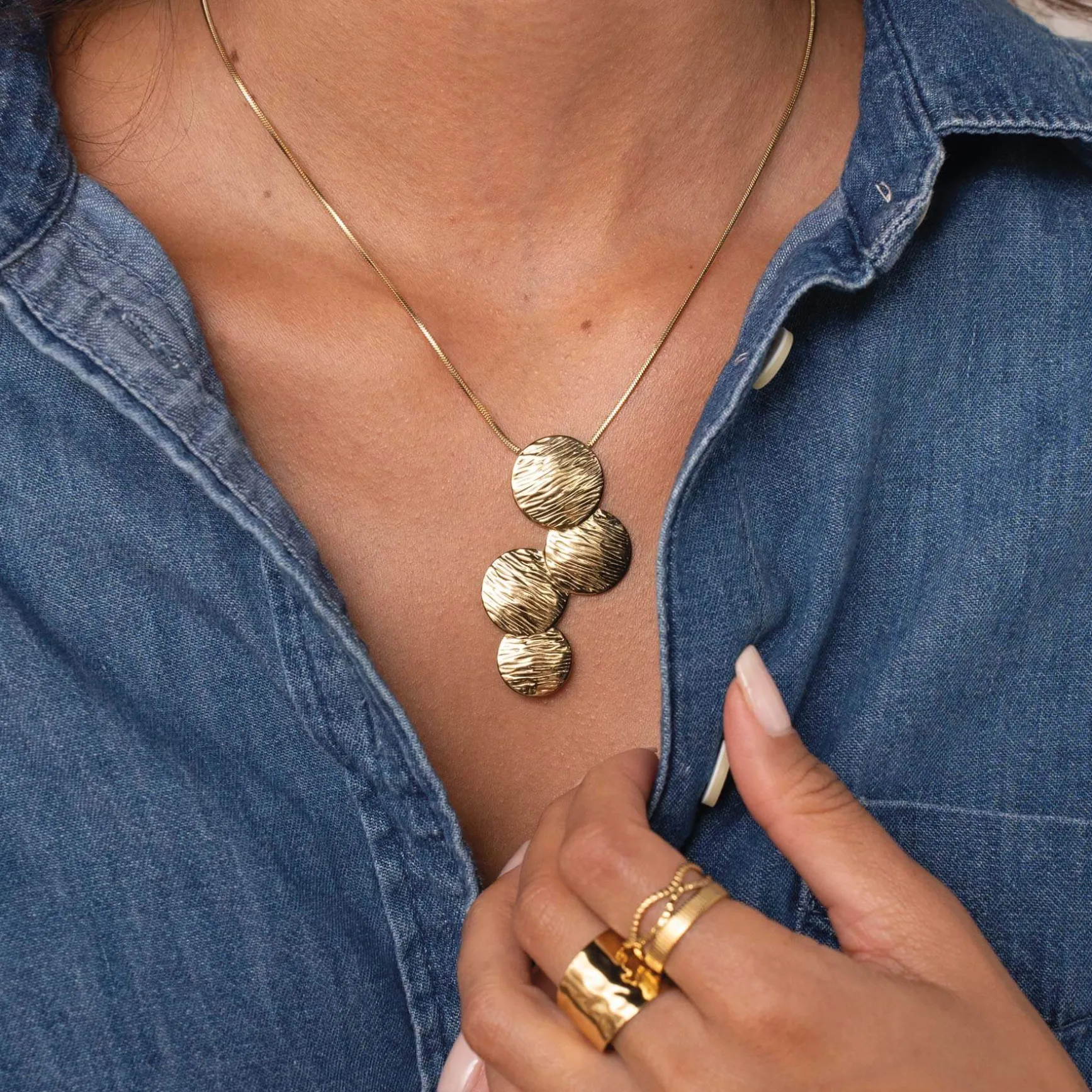 Collier Bloom acier doré or