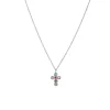 Collier croix zircons multicolores acier