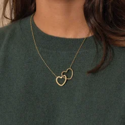 Collier cœurs entrelacés acier doré or