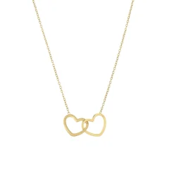 Collier cœurs entrelacés acier doré or
